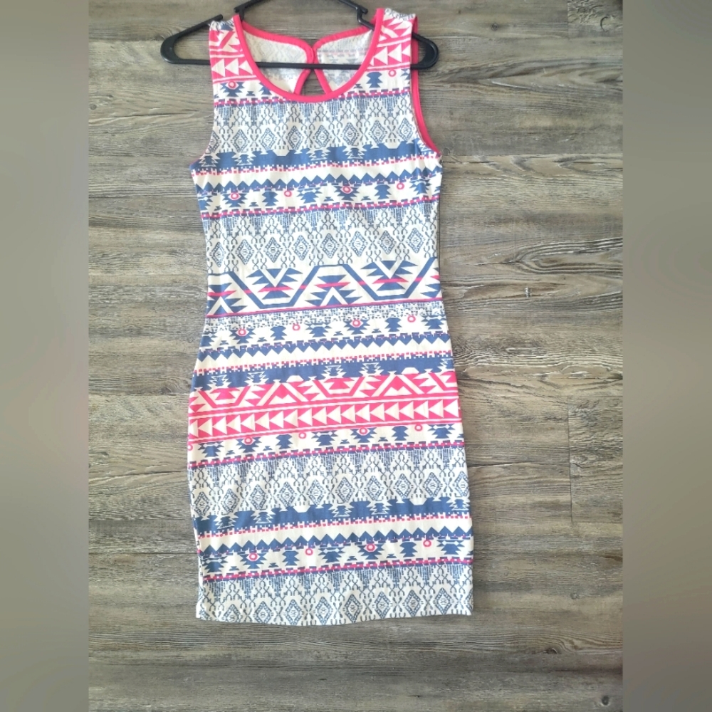 NWT Lascana Sundress Blue Aztec Print Size 38 US Size 6